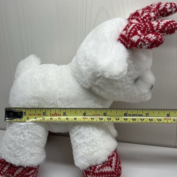 Aurora Christmas Holiday Merry Reindeer Festive Stuffed Animal White Red NWT - Picture 11 of 11